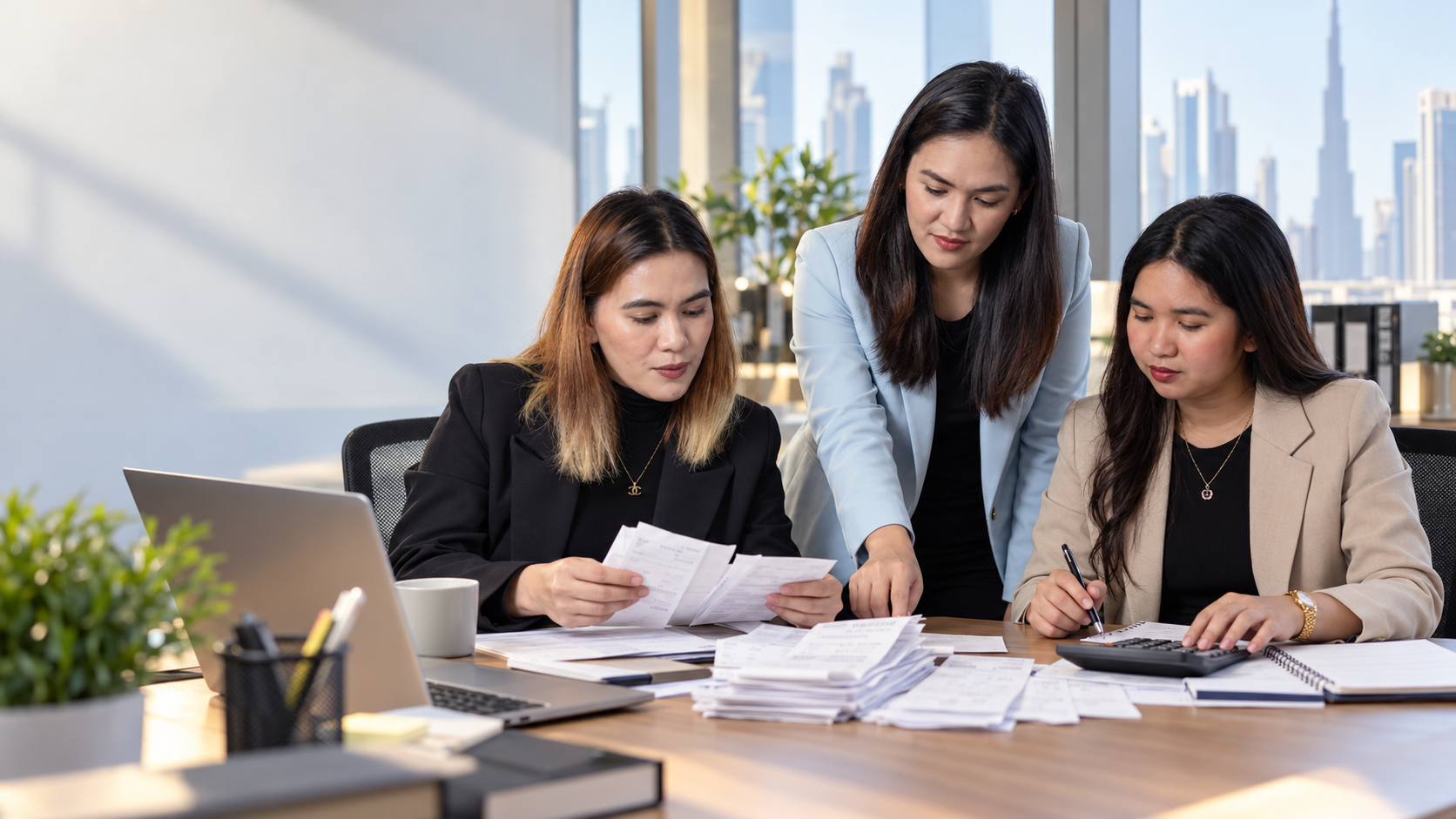 BPOAS accounting team reviewing client records on-site